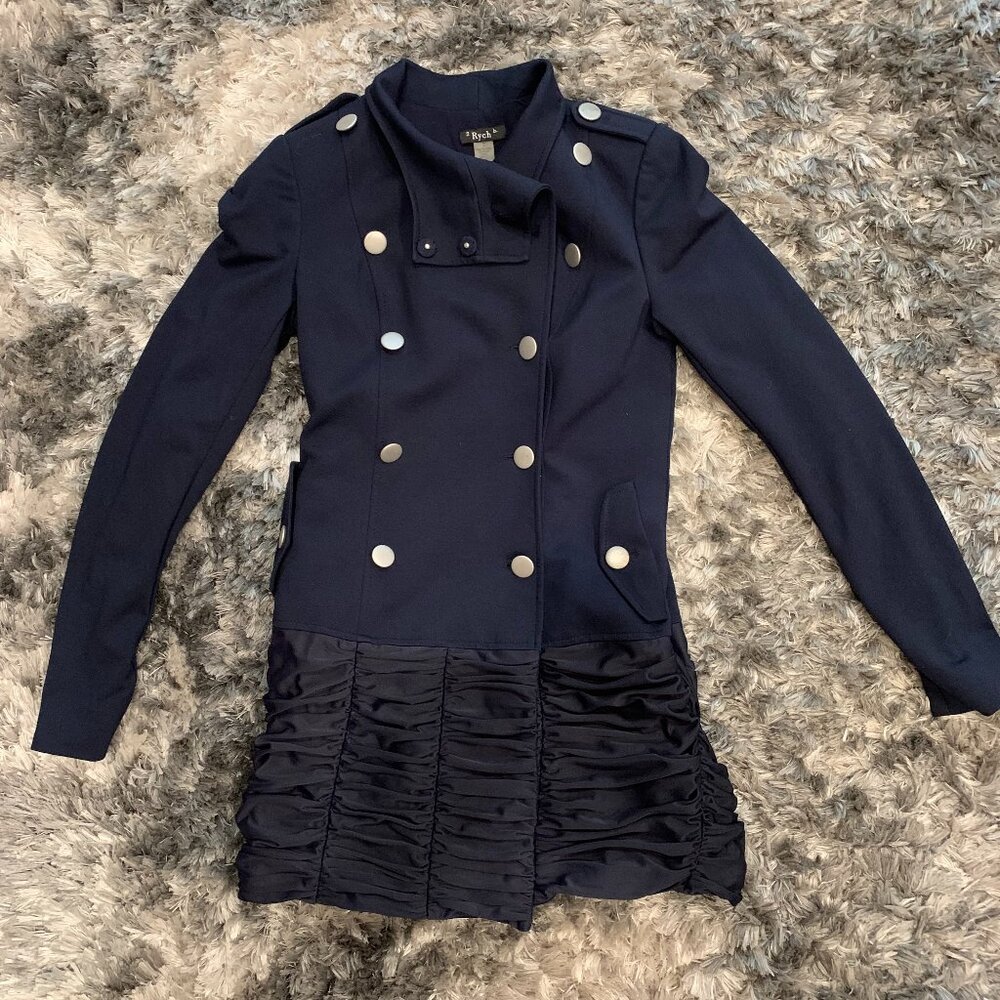 "2b Rych" Women's Sz 2 Navy Military Style Jacket Coat RN #125771
